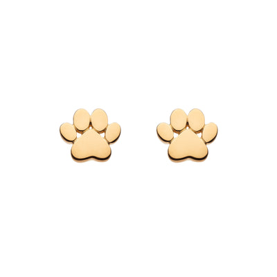 Dew Gold Paw Print Stud Earrings