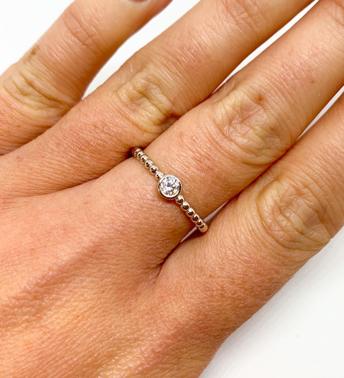 Bobbled Solitaire Ring