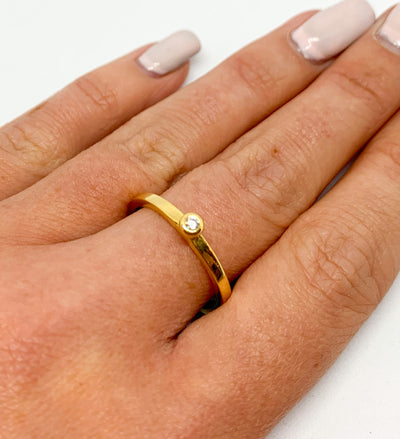 Gold Crystal Ball Ring