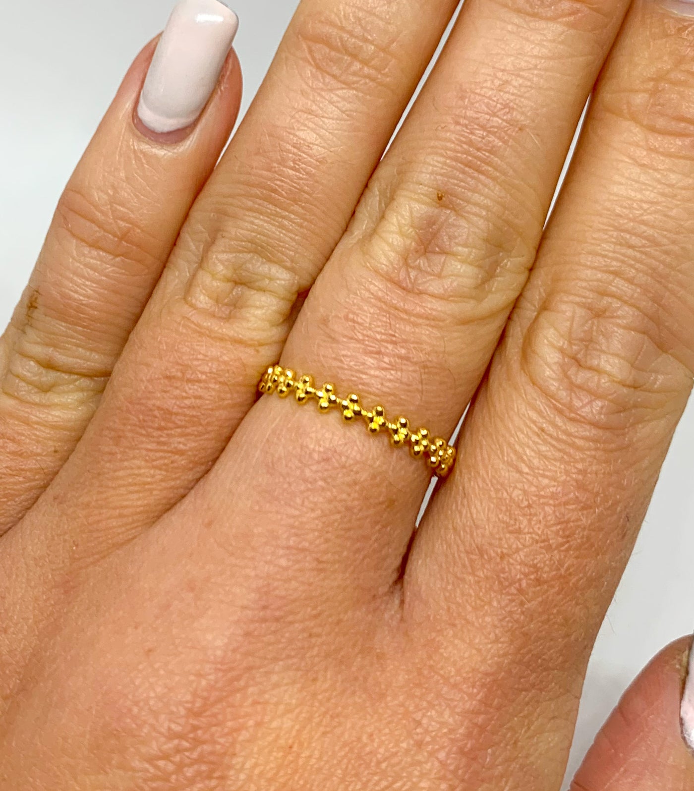 Gold Bobbled Flower Ring