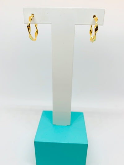 Gold Twisted Hoop Stud Earrings