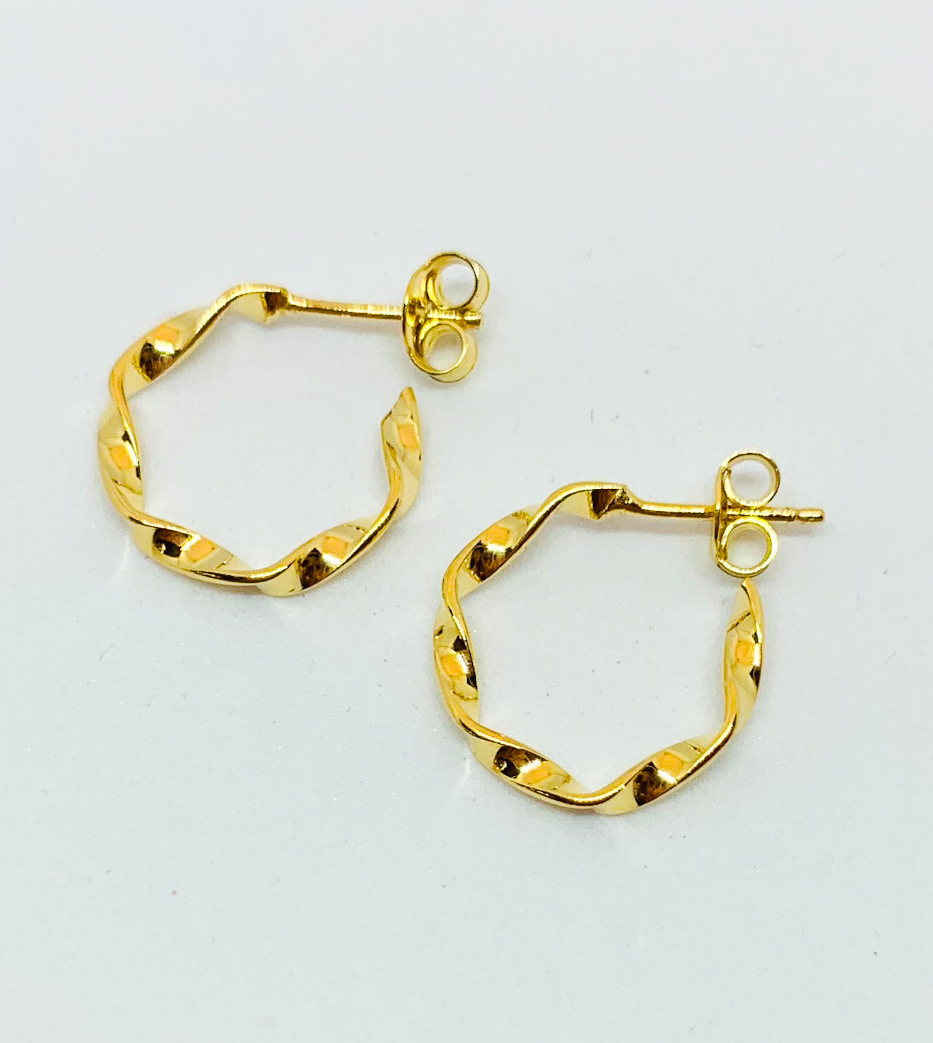 Gold Twisted Hoop Stud Earrings