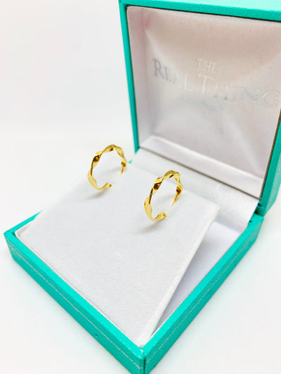 Gold Twisted Hoop Stud Earrings