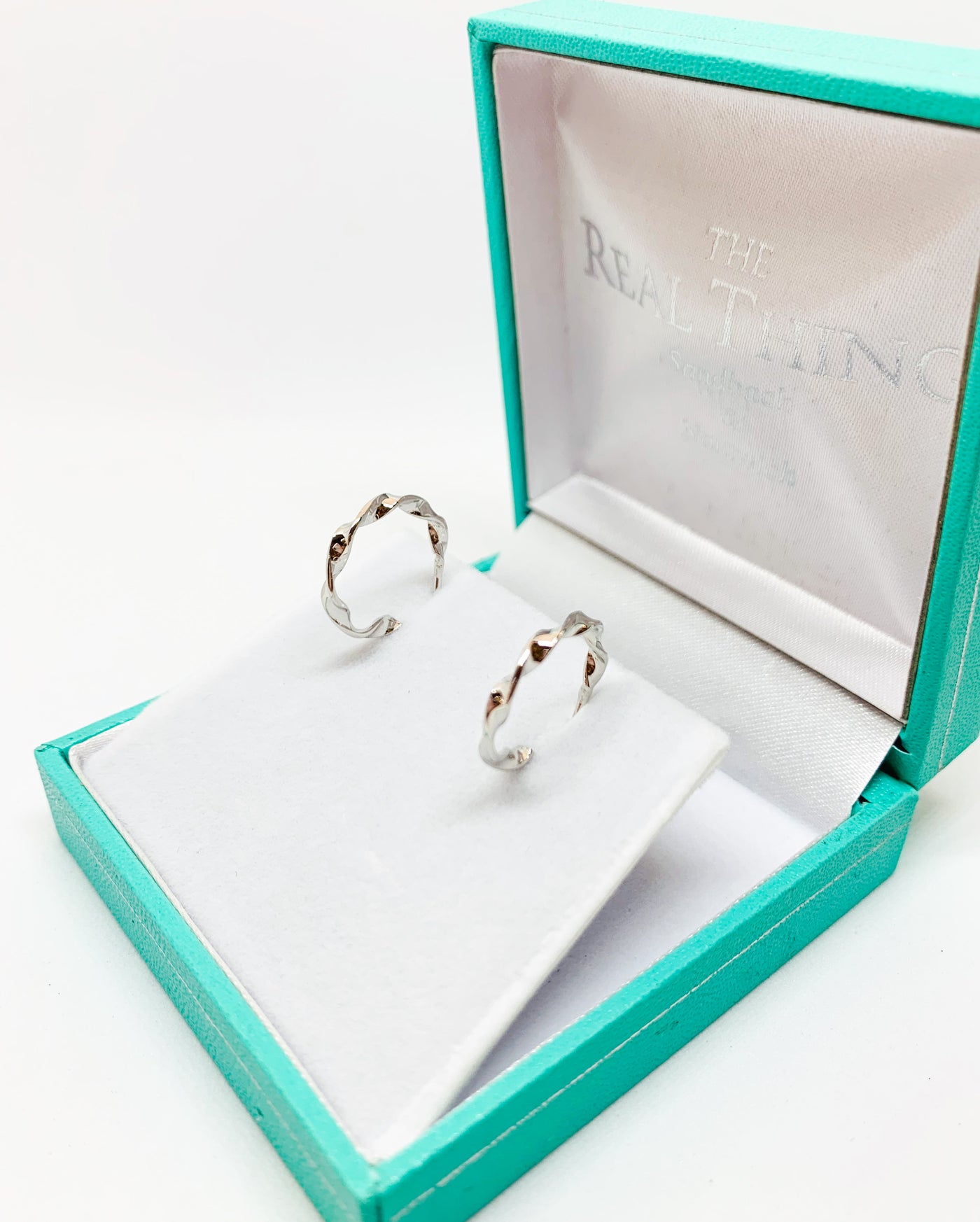 Silver Twist Hoop Stud Earrings