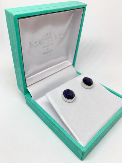 Sapphire 9mm Round Stud Earrings