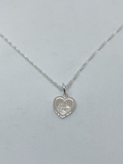 St Christopher Small Heart Necklace