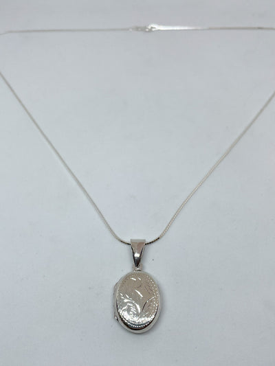 Oval Engraved Locket Necklace