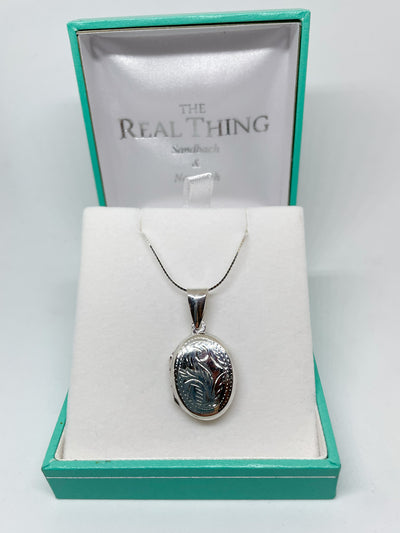 Oval Engraved Locket Necklace