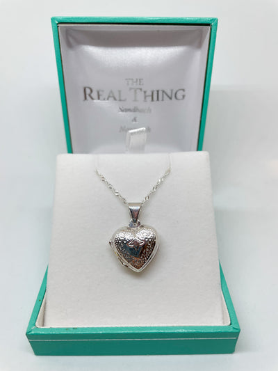 Engraved Heart Locket Necklace