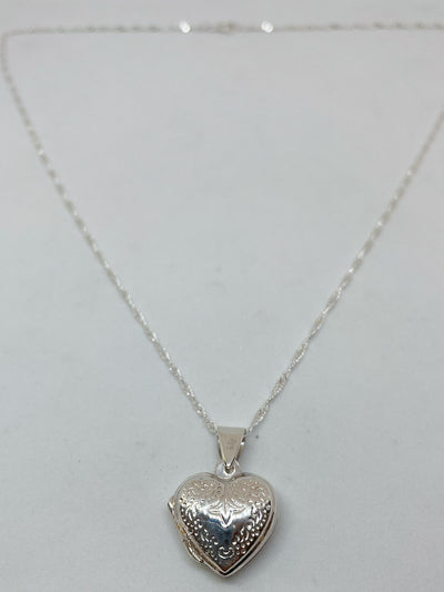 Engraved Heart Locket Necklace