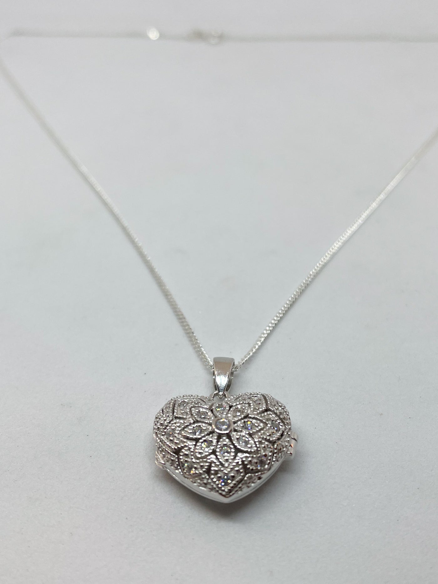 Crystal Heart Locket Necklace