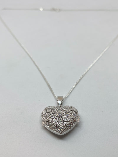 Crystal Heart Locket Necklace