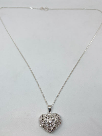 Crystal Heart Locket Necklace