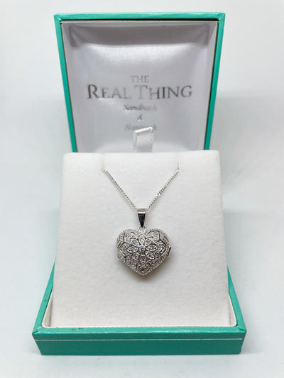 Crystal Heart Locket Necklace