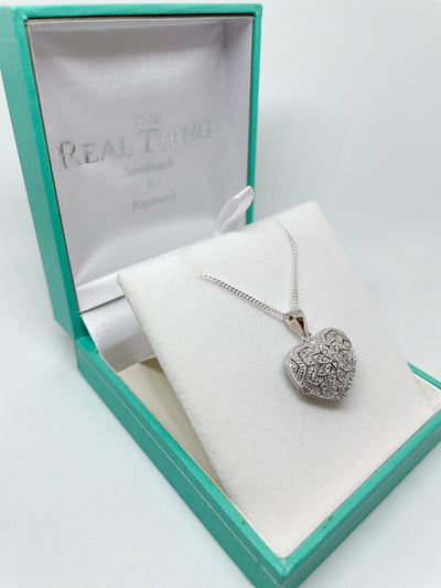 Crystal Heart Locket Necklace