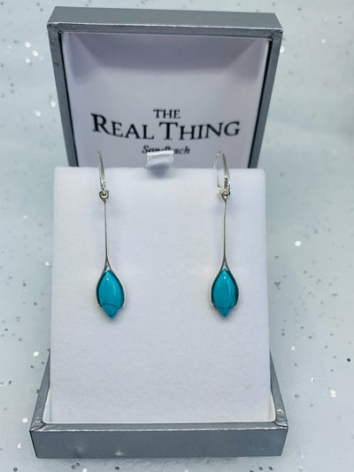 Turquoise Marquis Long Drop Earrings