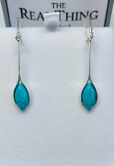 Turquoise Marquis Long Drop Earrings