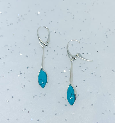 Turquoise Marquis Long Drop Earrings