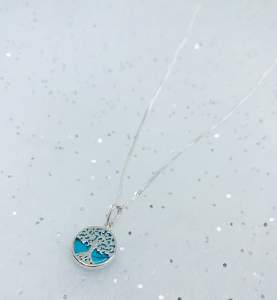 Turquoise Tree of Life Reversible Disc Pendant