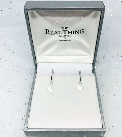 Silver Star & Moon Hoop Earrings