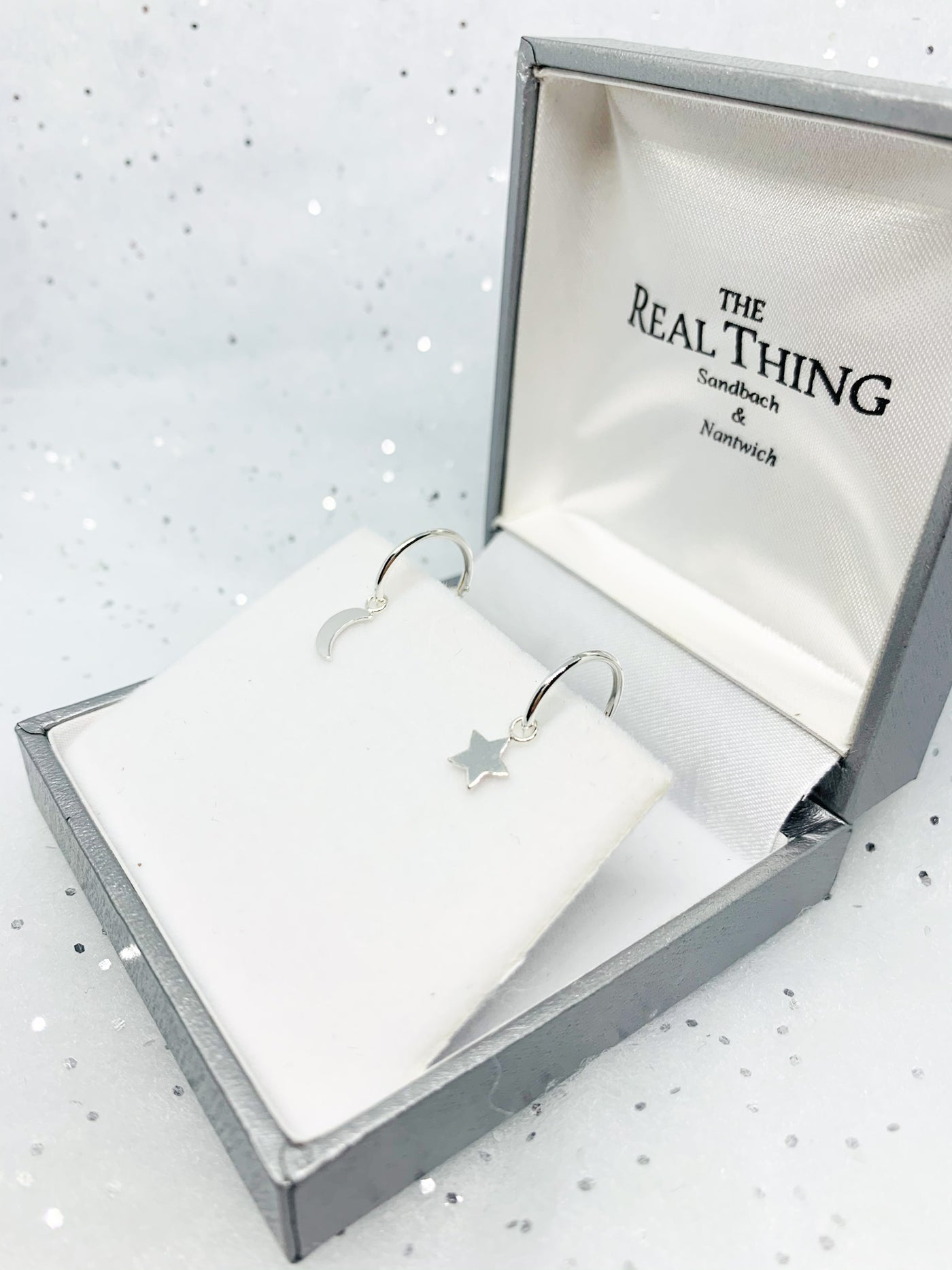 Silver Star & Moon Hoop Earrings