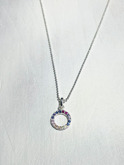 Dew CZ Rainbow Circle Dinky Pendant