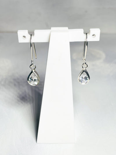 Dew Clear CZ Tear Drop Earrings