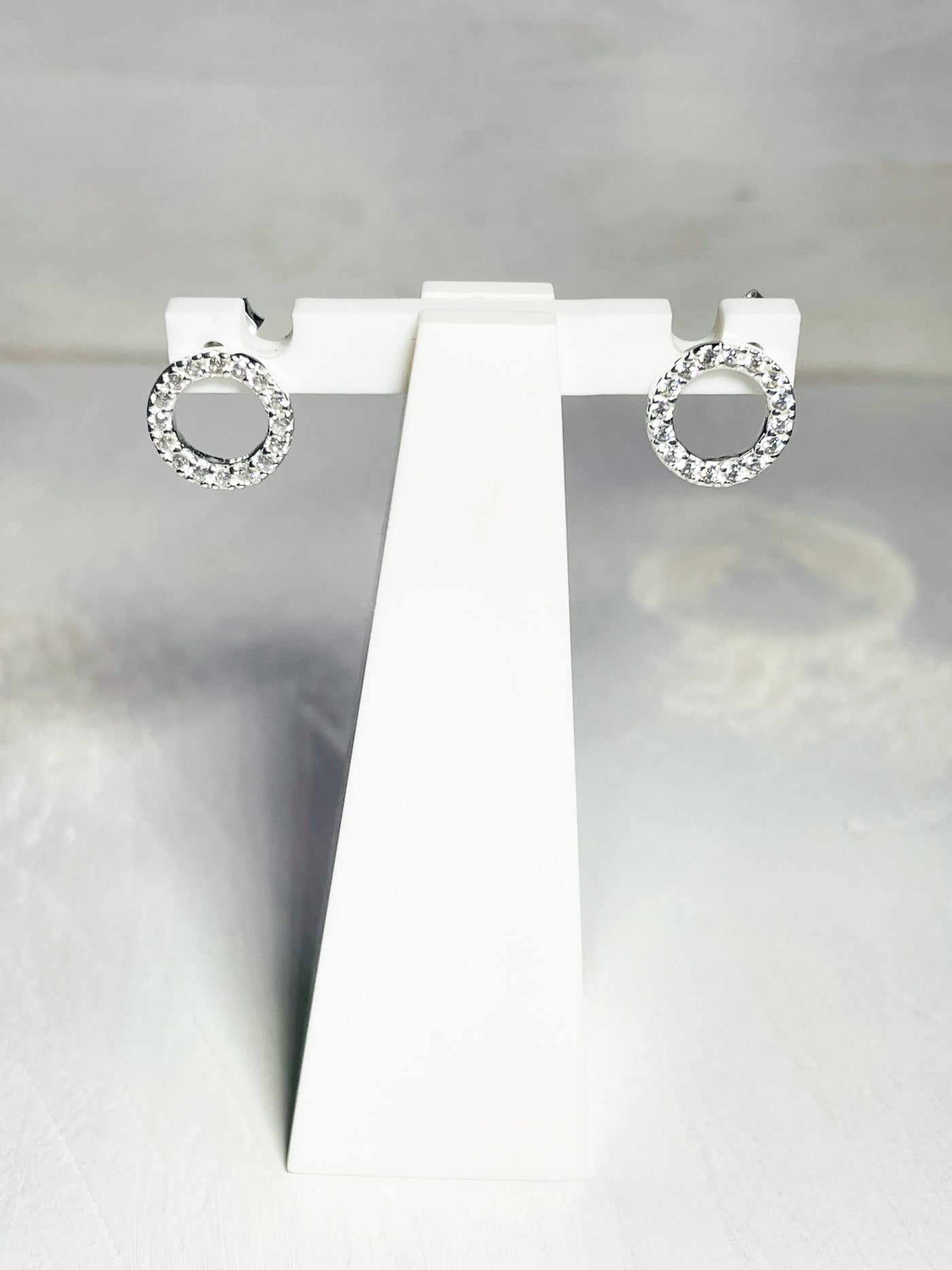 Dew CZ Open Thin Circle Stud Earrings