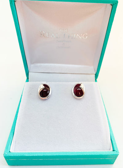 Fancy Oval Garnet Stud Earrings