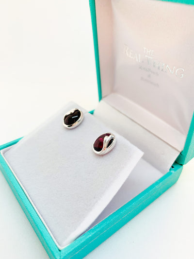 Fancy Oval Garnet Stud Earrings