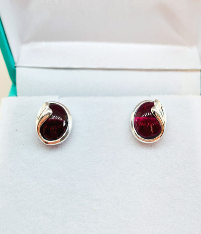 Fancy Oval Garnet Stud Earrings