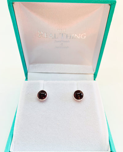 Round Garnet 5mm Stud Earrings