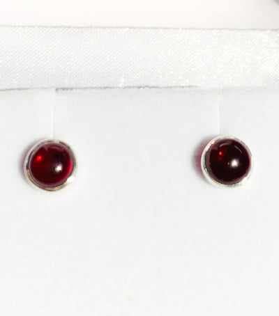 Round Garnet 5mm Stud Earrings