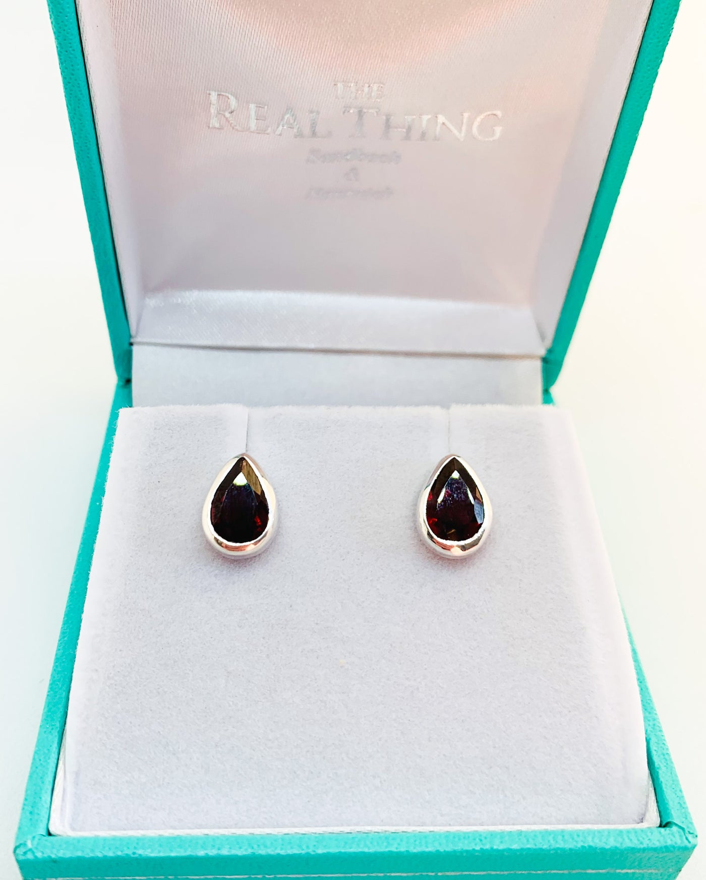 Garnet Teardrop Stud Earrings