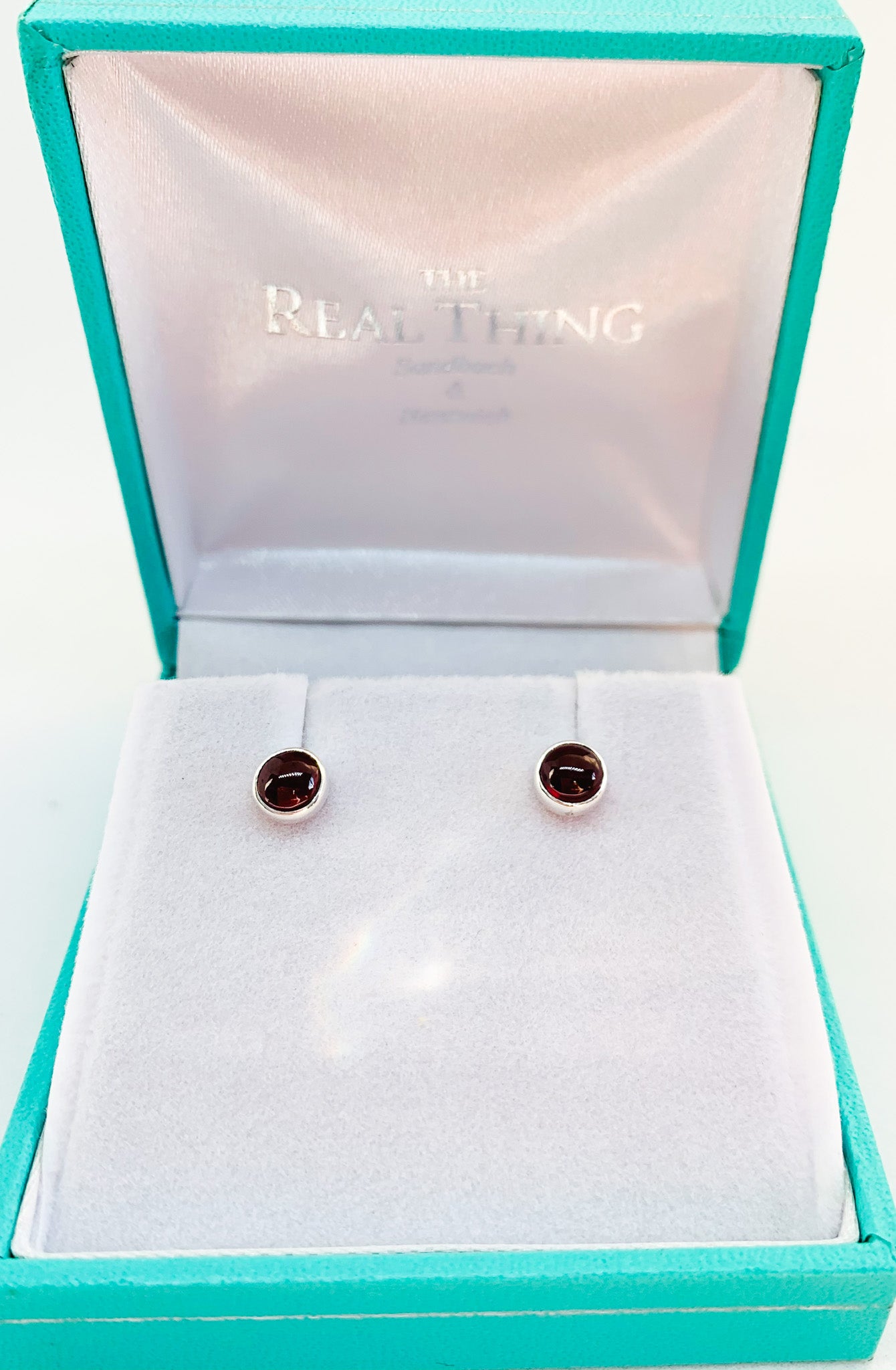 Round Garnet 5mm Smooth Stud Earrings