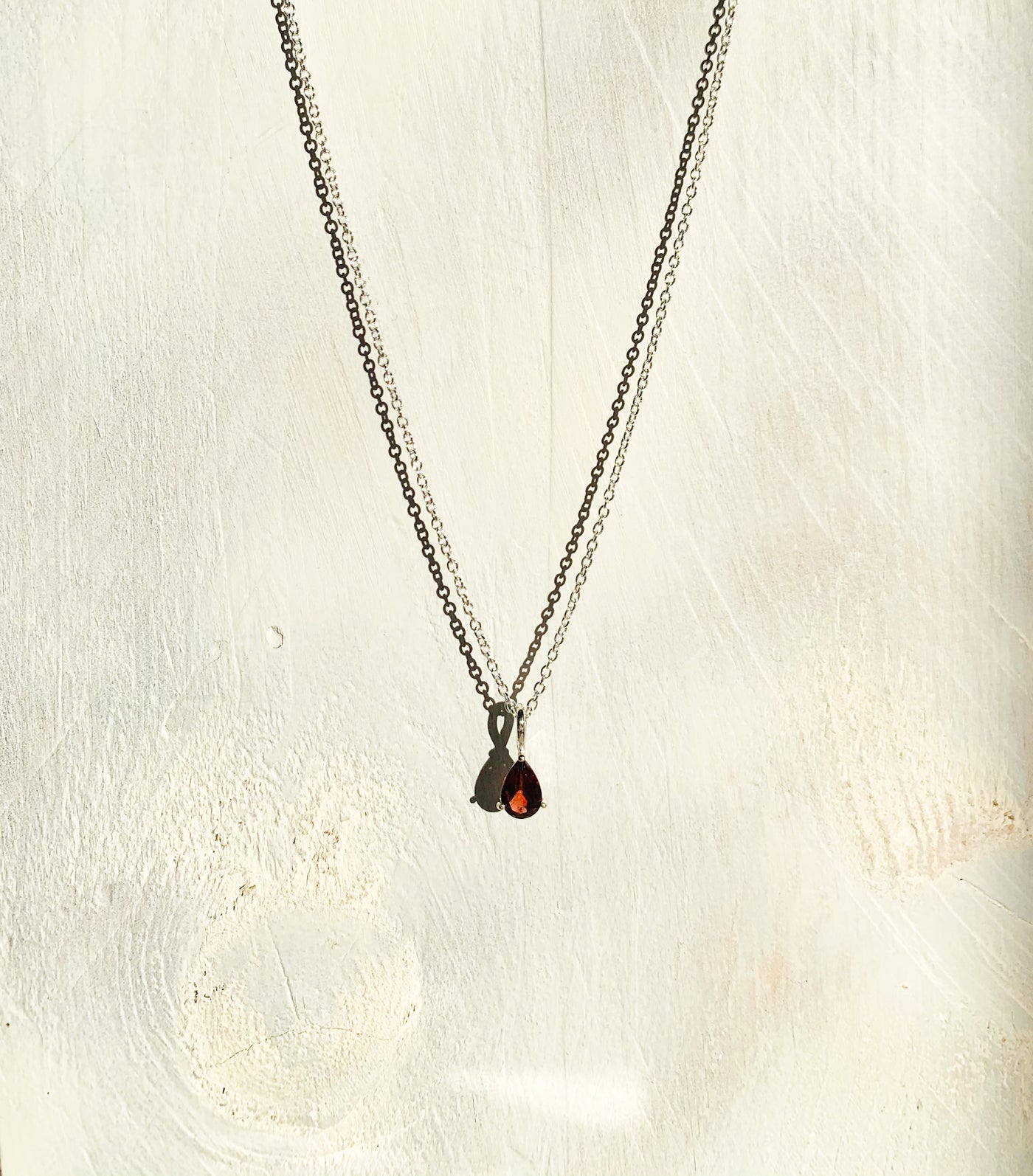 Garnet Dainty Teardrop Pendant