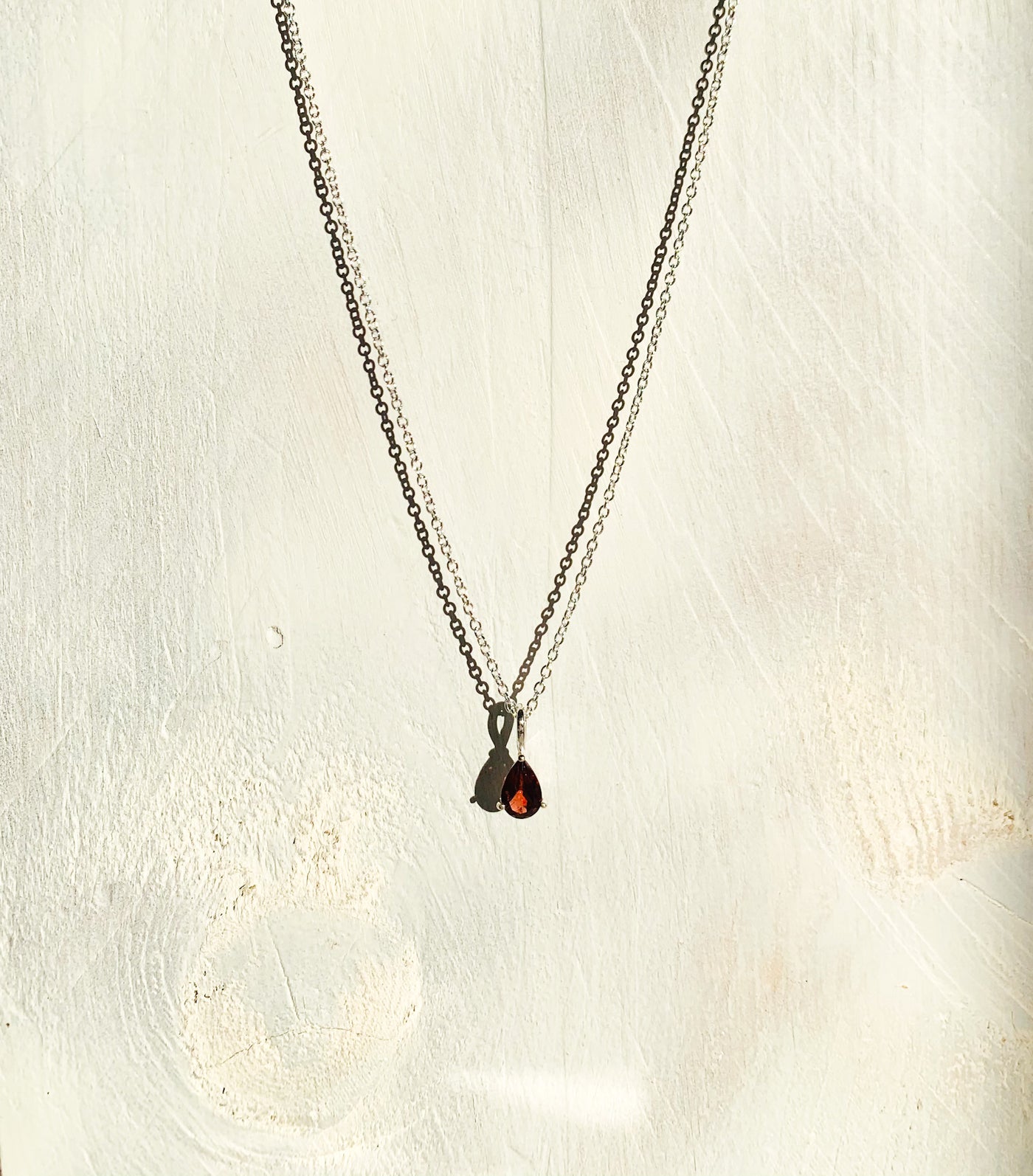 Garnet Dainty Teardrop Pendant