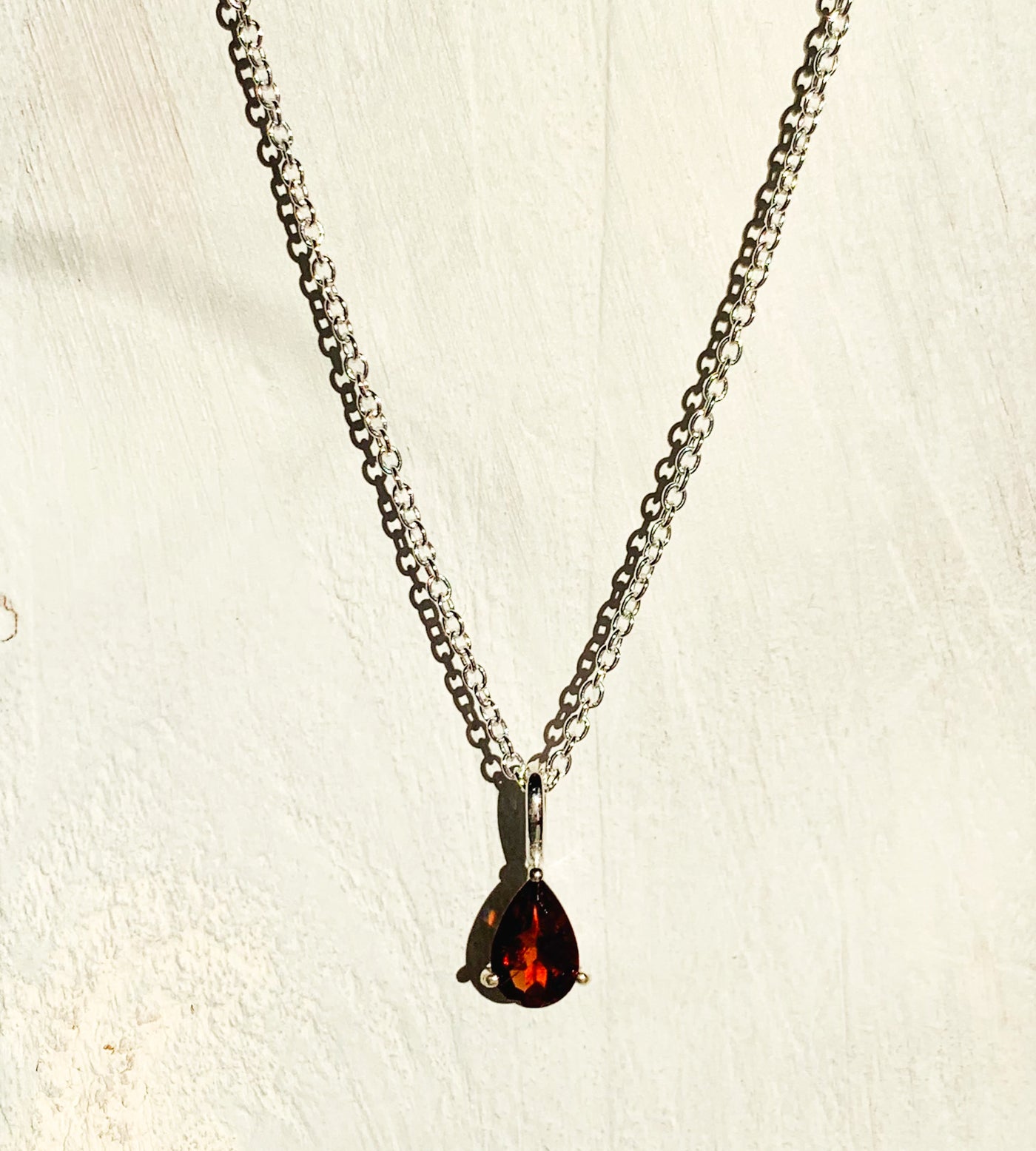 Garnet Dainty Teardrop Pendant