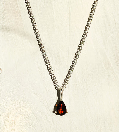 Garnet Dainty Teardrop Pendant