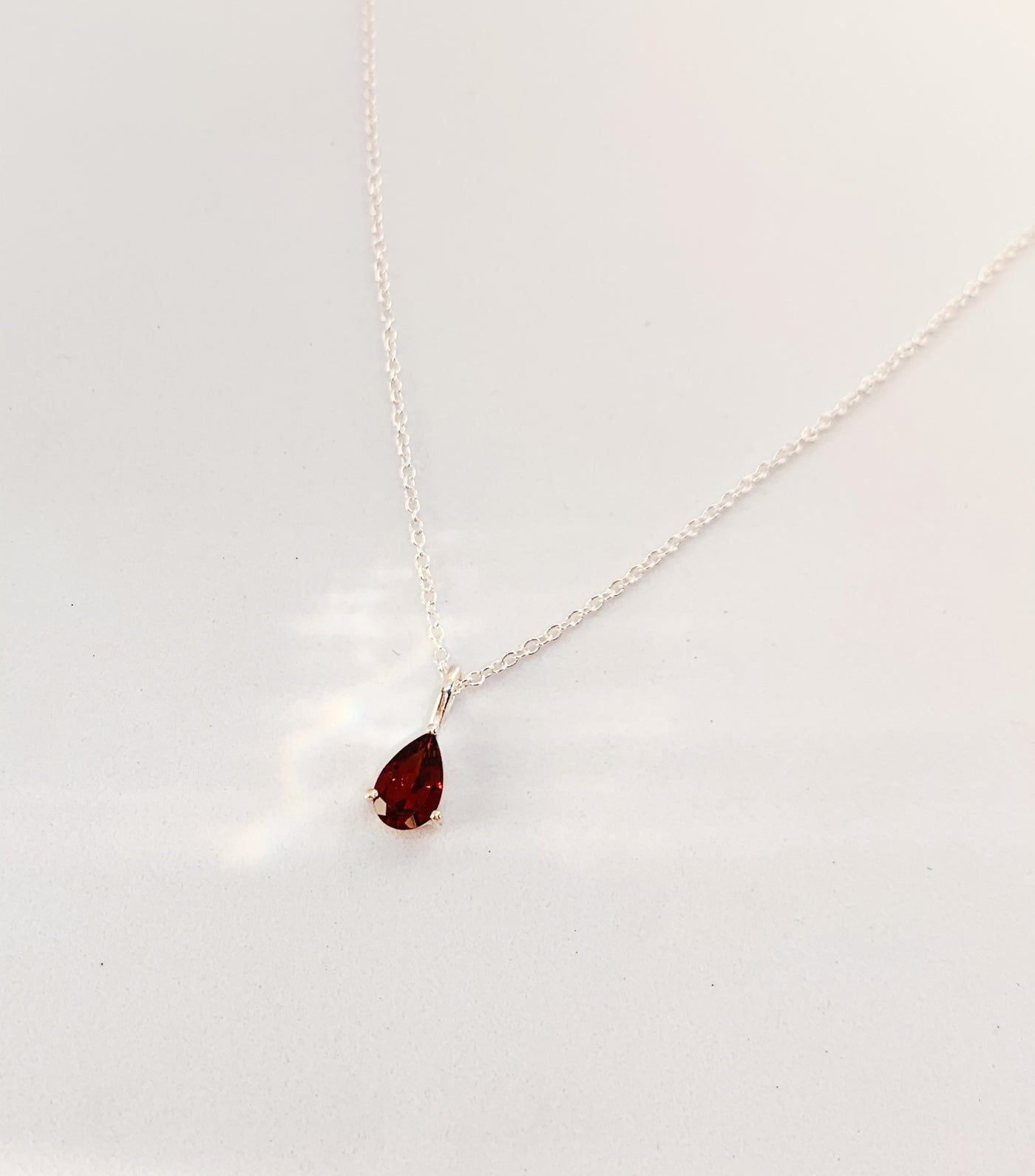 Garnet Dainty Teardrop Pendant