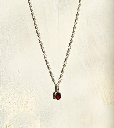 Garnet Dainty Oval Shaped Pendant