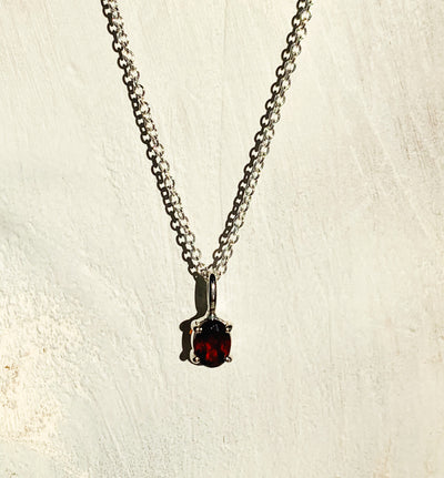 Garnet Dainty Oval Shaped Pendant