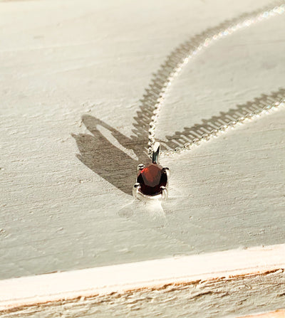 Garnet Dainty Oval Shaped Pendant