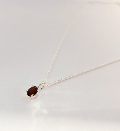 Garnet Dainty Oval Shaped Pendant