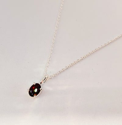 Garnet Dainty Oval Shaped Pendant