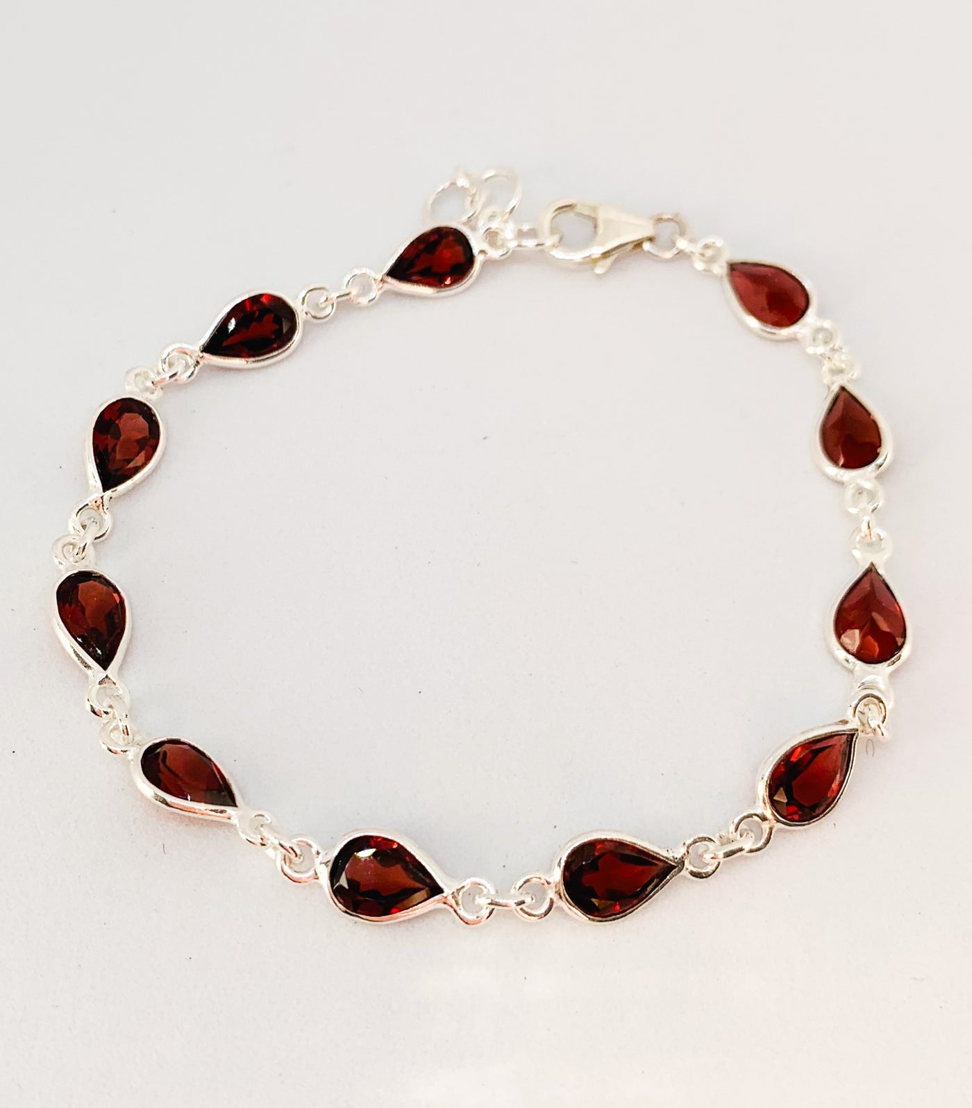 Garnet Teardrop Link Bracelet