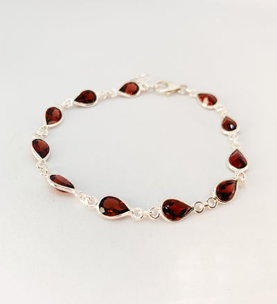 Garnet Teardrop Link Bracelet