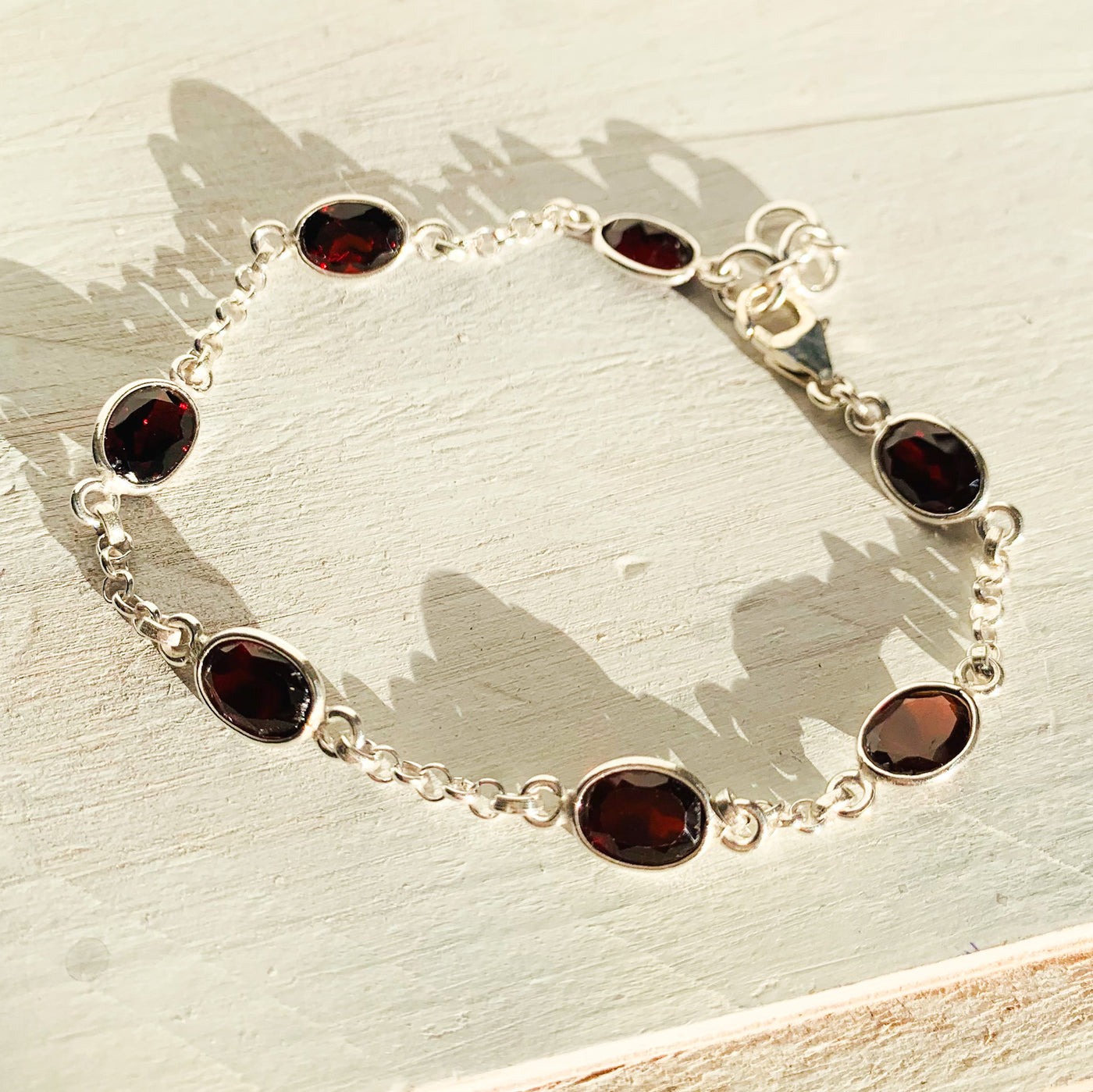 Garnet Oval Chain Bracelet