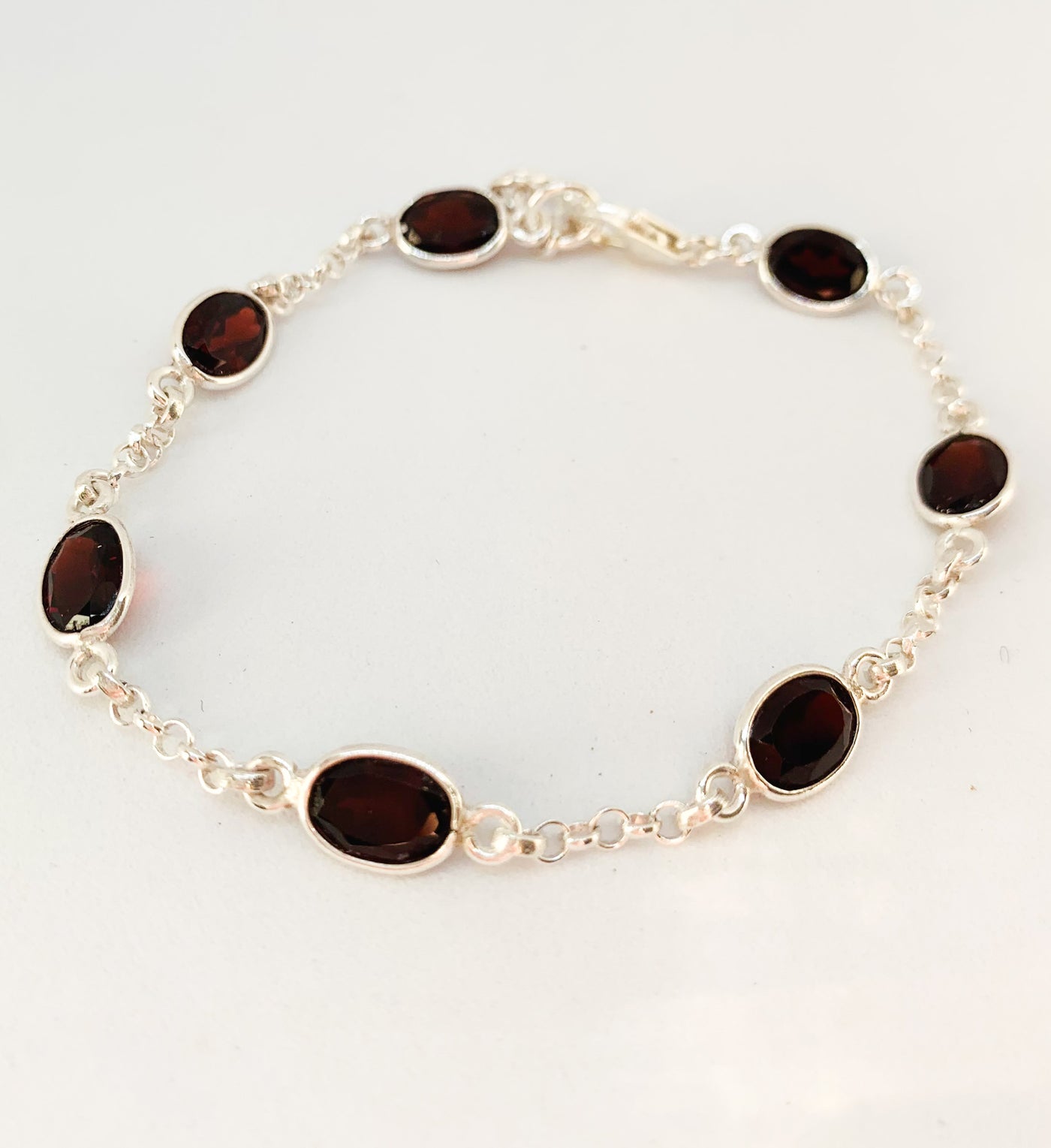 Garnet Oval Chain Bracelet