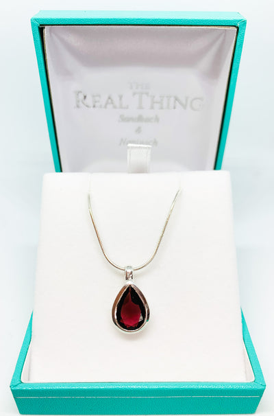 Heavy Teardrop Garnet Pendant